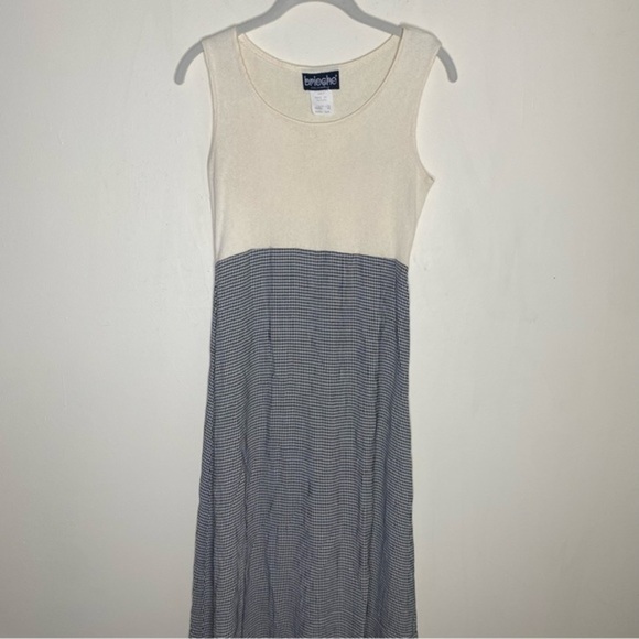 Vintage‎ Brioche Knit & Checkered Lightweight Midi Dress Sleeveless - Picture 2 of 12